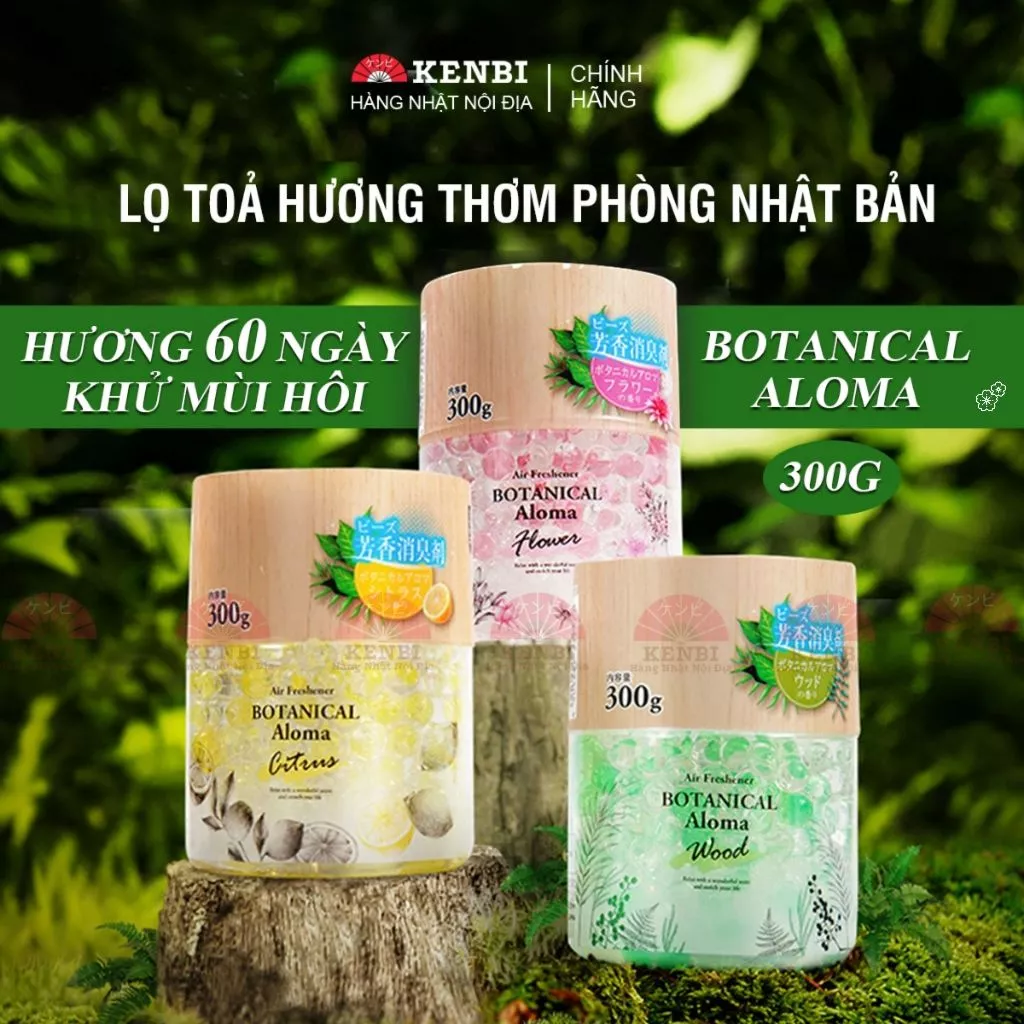 Lọ toả hương thơm khử mùi hôi phòng Botanical Aloma lưu hương 60ngày dịu nhẹ 3 mùi thư giãn Nhật Bản