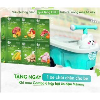 COMBO 6 Bột ăn dặm Mămmy đủ 6 vị cho bé từ 6 tháng, tặng xe chòi chân cho bé