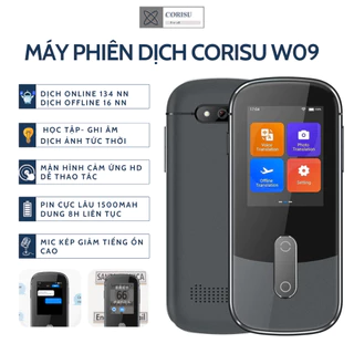 Máy phiên dịch đa ngôn ngữ CORISU W09 dịch 134 ngôn ngữ, màn hình cảm ứng IPS hiện đại, hỗ trợ dịch offline 11 ngôn ngữ