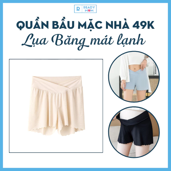 Quần Đùi Bầu Mặc Nhà 49K | Vải Lụa Băng | Mềm Mát | Q28 Hàng Trung Quốc