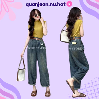 Quần jean bò baggy nữ cạp cao quần vải jean ống rông xuông suông phong cách Hàn Quốc sành điệu style 2024