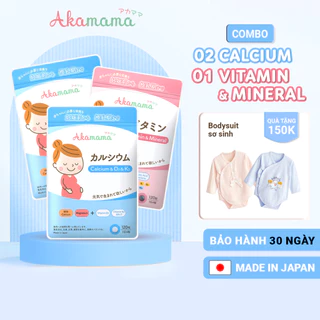 [QUÀ 150K] COMBO 2 CANXI + 1 SẮT & VITAMIN cho bà bầu Akamama, Nhật Bản