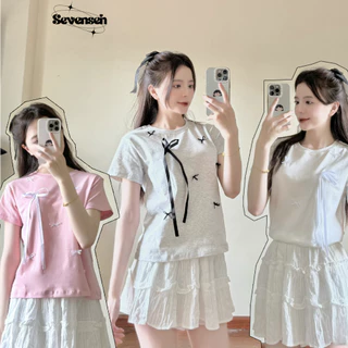 Áo thun babytee đính nơ bạc Sevensen Bbt235_P10K4