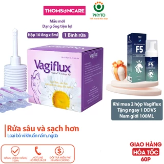 Bình rửa âm đạo Vagiflux 1 bình xịt và 10 ống dung dịch, dung dịch vệ sinh rửa phụ khoa sâu và Berikit vệ sinh phụ nữ