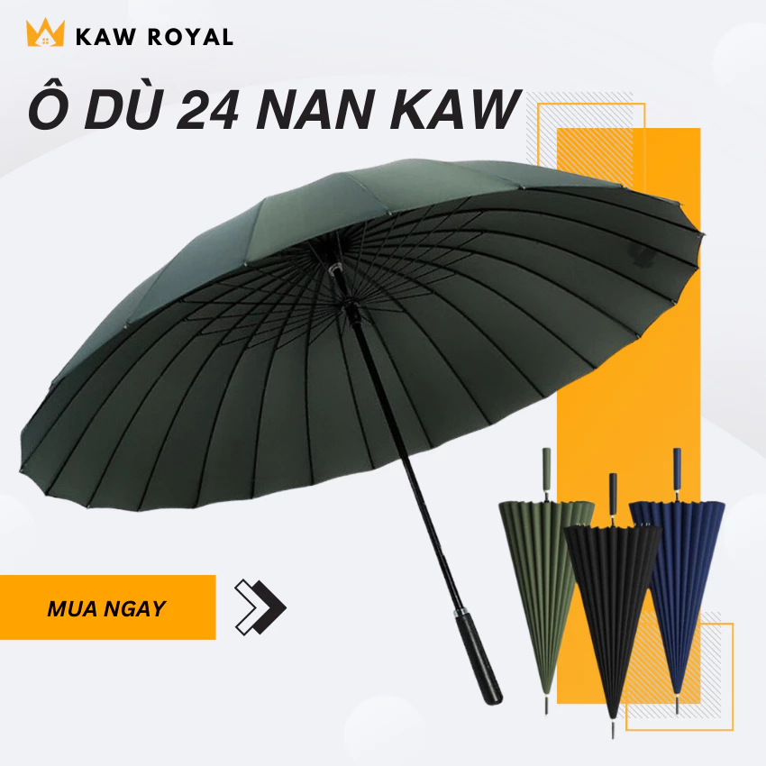 Ô Dù 24 Nan KAW Che Nắng Che Mưa, Chắc Chắn 24 Nan Thép Không Gỉ, Chống Tia UV