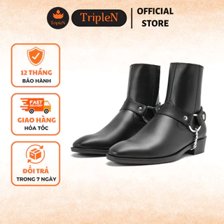 Giày Zip Boot khóa kéo thời trang nam, da trơn bóng nhẹ, thiết kế trẻ trung dễ phối đồ, đế độn 4cm