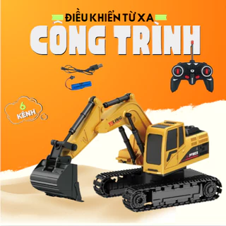 Xe Múc Điều Khiển Từ Xa, Xe Máy Xúc, Xe Cuốc 5 Kênh (Gầu SẮT, Bánh Xích Cao Su, Pin Sạc Lại)