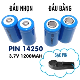 Pin 14250 1200mAh 3.7V Sạc Lithium Đầu Bằng và Đầu Nhọn Cho Đèn Laze Phi 19mm - Đồ Chơi X