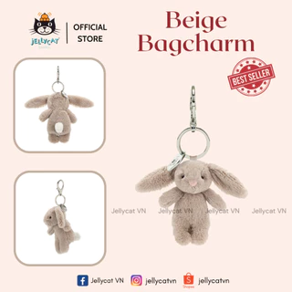 Móc khoá móc cặp balo gấu bông hình thỏ Jellycat Beige bagcharm (Móc Ring ngắn)