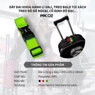 Dây đai khóa hành lý vali, treo balo túi xách, treo đồ dã ngoại, cố định đồ đạc MK02