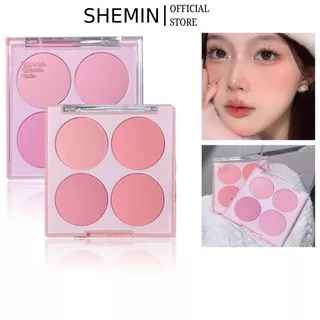 Phấn Má Hồng Màu Lì Mịn Màng Má Hồng 4 Ô Màu Đẹp Makeup Trang Điểm Phấn Má Nội Địa Trung SHEMIN