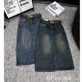 CHÂN VÁY JEANS DÁNG DÀI KÈM ĐAI MUI HÀNG QCL1 MS282766