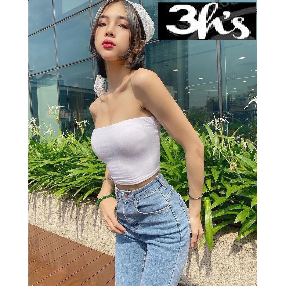 Áo quây croptop cotton thun trơn kiểu dáng ôm basic freesize 3HsBrand