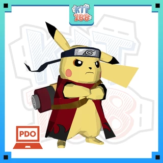 Mô hình giấy Anime Game Pokemon Pika.chu cosplay Naruto