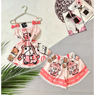 bộ pijama mặc nhà lụa mịn lụa latin tơ tầm cao cấp loại 1 40 đến 58kg