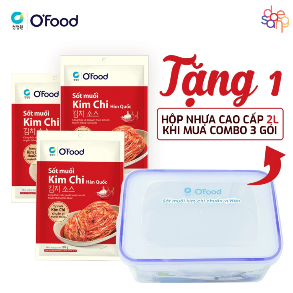 [Tặng hộp hoặc sốt] Combo 3 gói sốt muối kim chi O'food 180g / gói