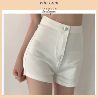 Quần ngắn dáng ôm vải co giãn Quần short dance nữ cạp cao chất umi co dãn, quần đùi cài cúc thời trang duyên dáng