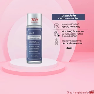 Nước hoa hồng Klairs Supple Presparation Unscented Toner (Không mùi) - size mini 30ml