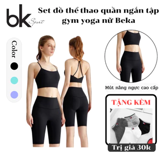 Bộ đồ thể thao nữ Beka chất vải cao cấp thiết kế thời trang gồm áo bra và quần đùi dài hỗ trợ tập yoga tốt STWT