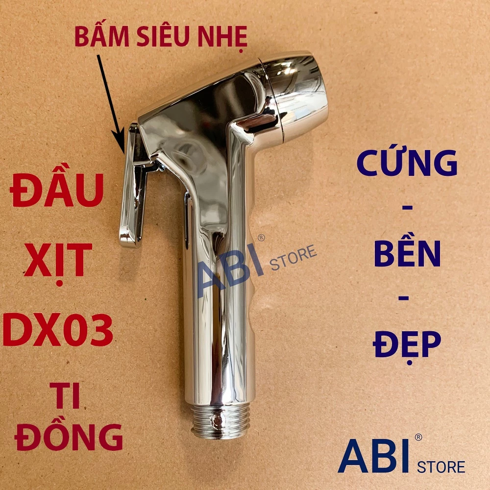 Đầu vòi xịt vệ sinh toilet DX03 chịu áp ti đồng cứng bền đẹp, đầu xịt tay bấm siêu nhẹ mạ bóng