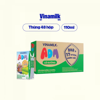 Sữa dinh dưỡng Vinamilk ADM Có Đường - Thùng 48 hộp 110ml HSD 20/11/2024