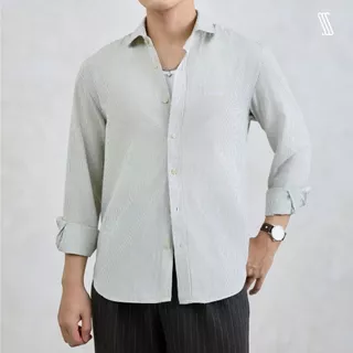 Áo sơ mi cổ đức tay dài nam SSSTUTTER sơmi oxford thêu thoáng mát form regular COTTON TWILL SHIRT