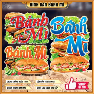 Miếng dán BÁNH MÌ thịt trang trí quán ăn vặt trang trí xe dán tường cửa kính decor tủ kính