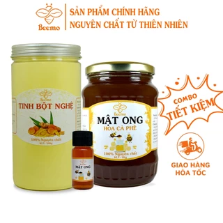 Combo Tinh bột nghệ 500g + Mật ong hoa cà phê 1kg - Nguyên chất Beemo