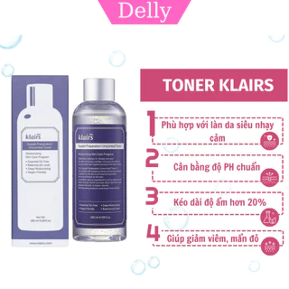 Toner dưỡng ẩm Klairs, nước hoa hồng cân bằng da không mùi, dưỡng ẩm tức thì - 180ML Mẫu Mới