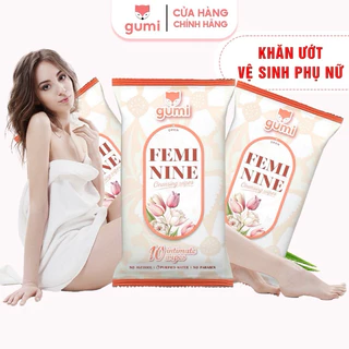 [SIÊU RẺ] Khăn giấy ướt phụ khoa vệ sinh vùng kín phụ nữ Gumi Feminine Cleansing Wipes gói 10 tờ hương Daisy