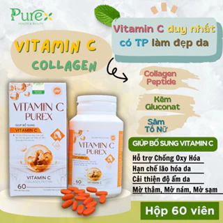 Viên uống Vitamin C Purex hộp 60 viên Trắng Da Mờ Thâm Mờ Nám Chống Oxy Hóa hỗ trợ làm đẹp da