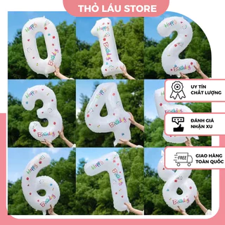 {GIÁ RẺ NHẤT} Bóng Số Tuổi Sinh Nhật Màu Trắng Sữa Dán Sticker Size Đại 70cm - Trang Trí Sinh Nhật Tiệc Tùng