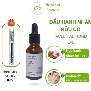 Dầu hạnh nhân hữu cơ HomeSpa nguyên chất - Dưỡng ẩm, chăm da - 20ml / 50ml / 100ml