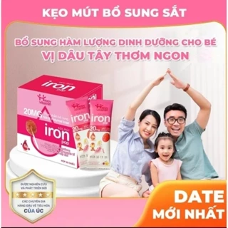 20 Chiếc Kẹo mút bổ sung Sắt cho bé HappyVitamin-Canxi,Sắt hữu cơ hỗ trợ tạo hồng cầu,ngừa thiếu máu,khỏe mạnh, hồng hào