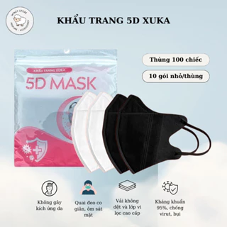 Khẩu Trang 5D Mask 3 lớp Kháng Khuẩn Phong Cách Hàn Quốc Size Vừa (Set 100 Chiếc)