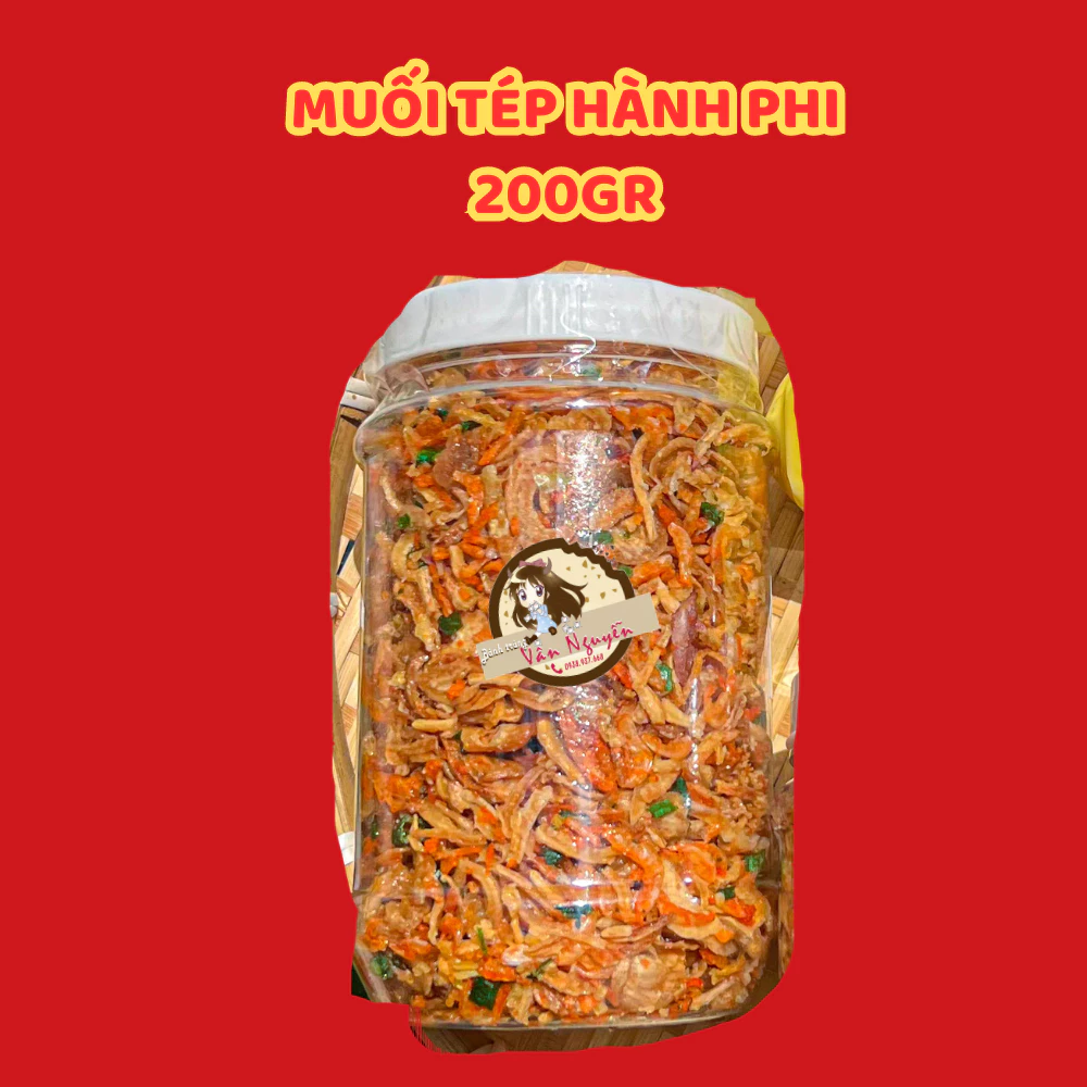Hủ muối tôm hành phi 200gr nhà làm. Bánh tráng vân nguyễn
