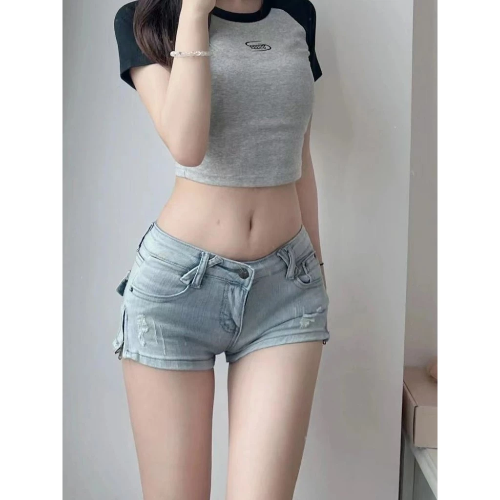 Quần short Jean nữ Siêu ngắn Dáng ôm Dance Lưng cao Nâng mông Tôn dáng Quần đùi Denim Ôm body Cạp cao