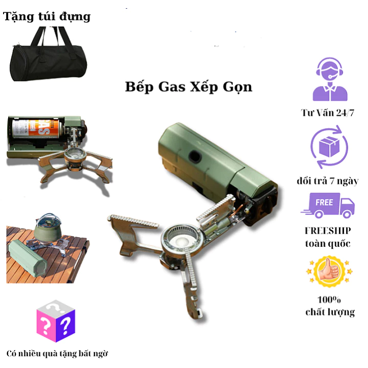 ( MẪU MỚI CAO CẤP ) Bếp Gas MiNi  Xếp Nhỏ Gọn Tiện Dụng - Bếp Gas Cắm Trại Ngoài Trời