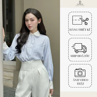 [JANGCLOSET] Sơ mi sọc xanh đi làm đi chơi Geewoni Top