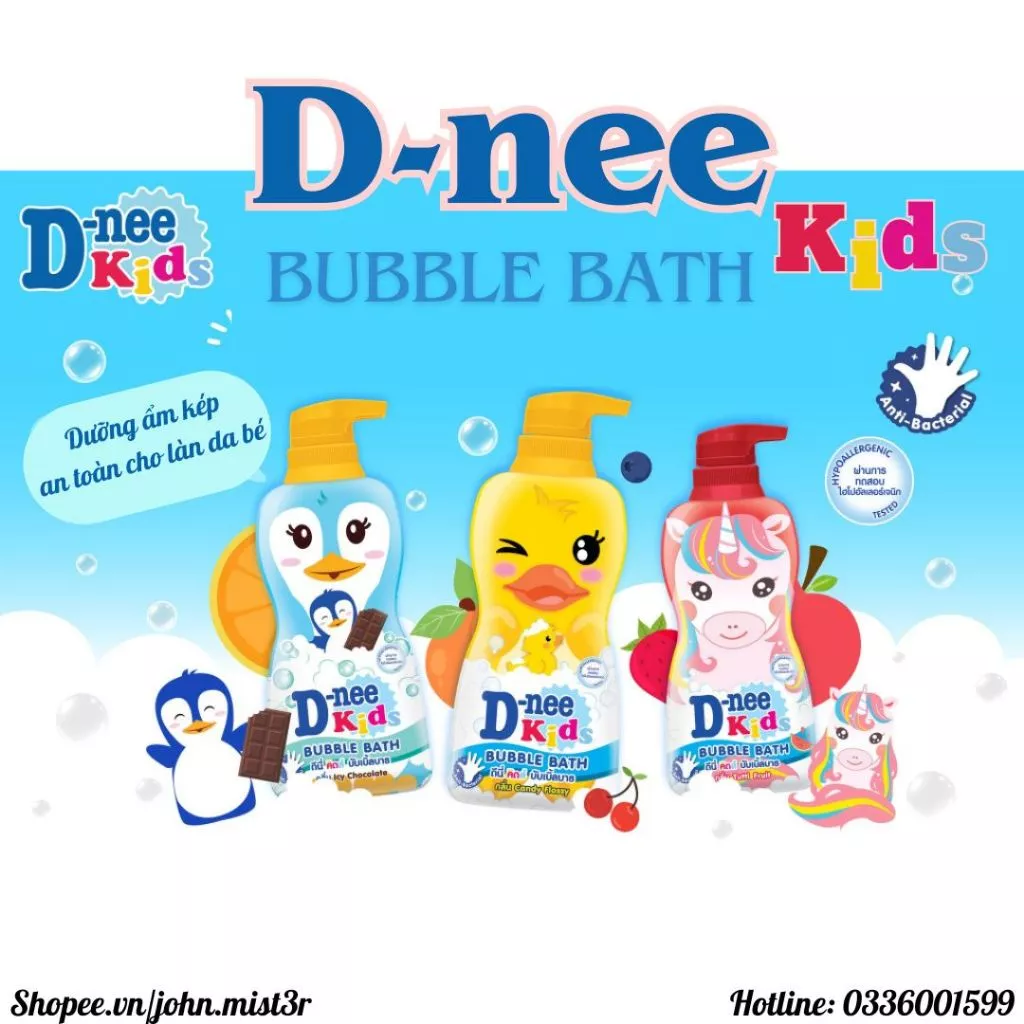 Sữa Tắm Gội Dnee Kids 400ML Nội Địa Thái Lan Dưỡng Ẩm Kép An Toàn Cho Da Bé Yêu