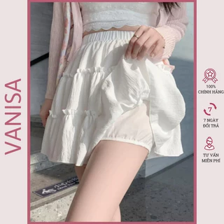 Chân váy xòe chất đũi xốp viền ren có quần trong viền ren VANISA CV024