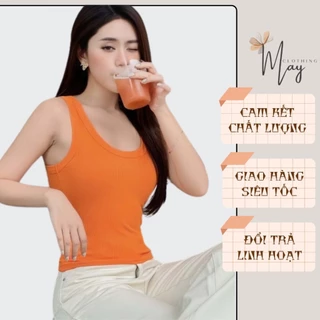 Áo ba lỗ nữ cổ U trơn basic MAY tập gym thể thao chất tăm gân hàn cao cấp mát dáng ôm body MAY286