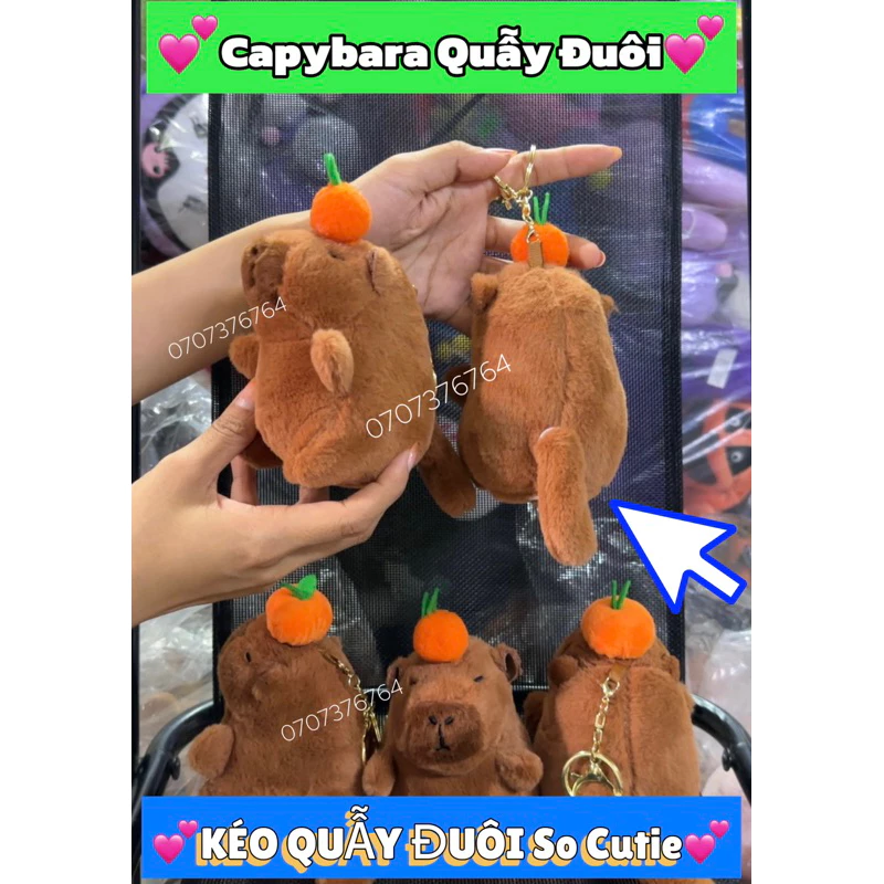 💕[SẴN KHO]💕 MÓC KHOÁ CHUỘT LANG Kéo Quẫy Đuôi Nghộ Nghĩnh CAPYBARA-Quà Tặng Dễ Thương-Lông Mịn