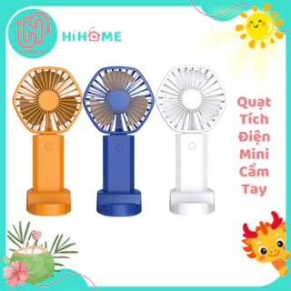 Quạt Tích Điện Mini Cầm Tay Có Đế Để Quạt Và Điện Thoại, Dung Lượng Pin Lớn – Bảo Hành 3 Tháng