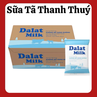 Thùng 48 Bịch Sữa Tươi Tiệt Trùng DaLat Milk Vị Tự Nhiên Không Đường - 220ml (Giá  Trừ Khuyến Mãi