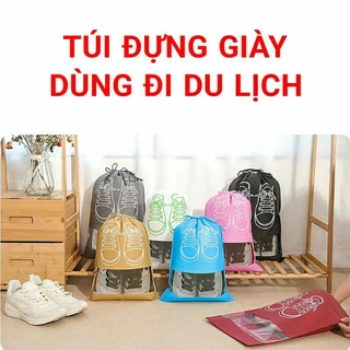 Túi vải đựng giày dép có dây rút chống bẩn du lịch size lớn 43×32cm