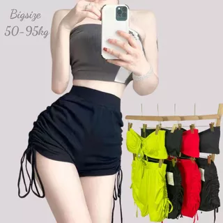 Quần đùi rút dây bigsize nữ,Dáng short ngắn cá tính style quyến rũ đơn giản dễ phối  từ 58-100kg QR