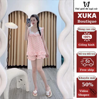 Bộ ngủ nữ bộ mặc nhà hoa tiết trái tym phối màu siêu xinh cho nàng diện hè XUKA BOUTIQUE hcom2245