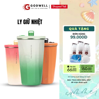 Ly giữ nhiệt GODWELL chất liệu inox 304 cao cấp, an toàn, dung tích 600ml kèm ống hút