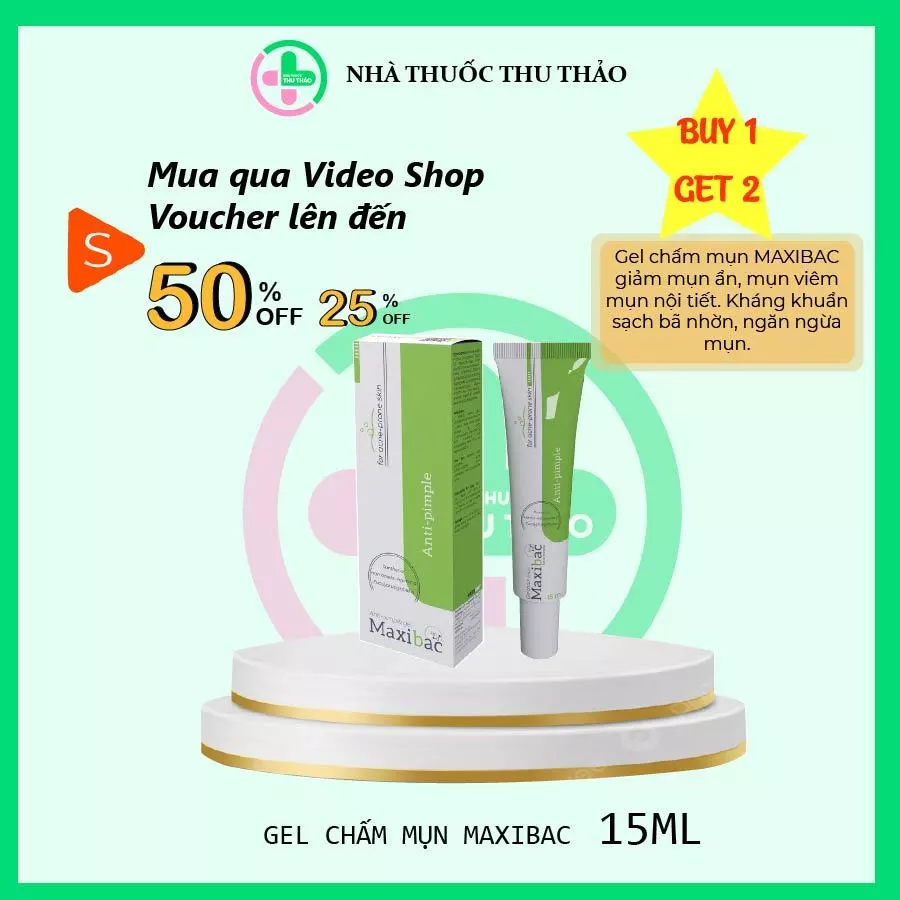 Gel chấm mụn Maxibac 15ml - Dùng cho mụn ẩn, mụn v.iêm, mụn thâm.